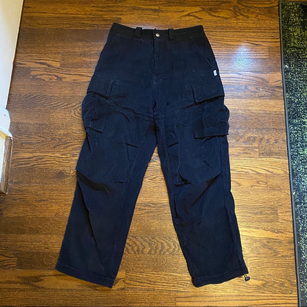 WCROW Utility Corduroy cargo Pants In Navy - Picture 2 of 5